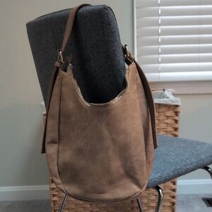Suede Hobo Shoulder Bag in Taupe - Classic Everyday Style